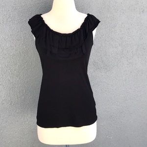 New York & Company Black Ruffled Blouse